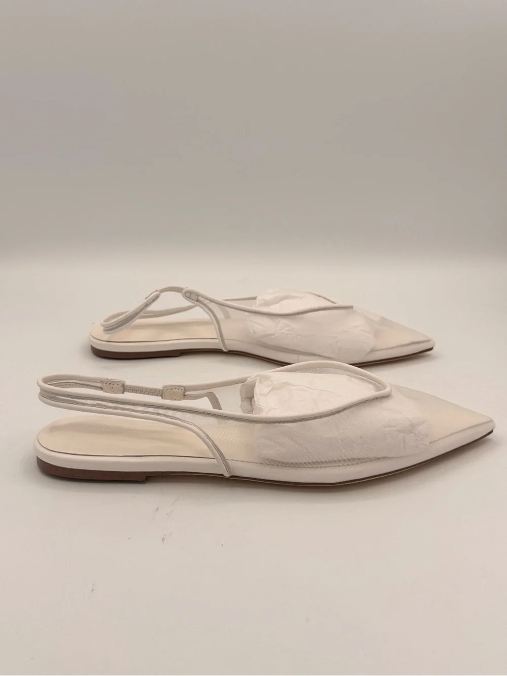 Tony Bianco White Slingback Pointed-Toe Flats